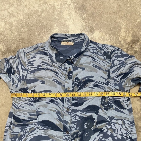 Lands Downunder Dress Womens Size Small Button Front Tunic‎ Blue Water Wave - Picture 2 of 9